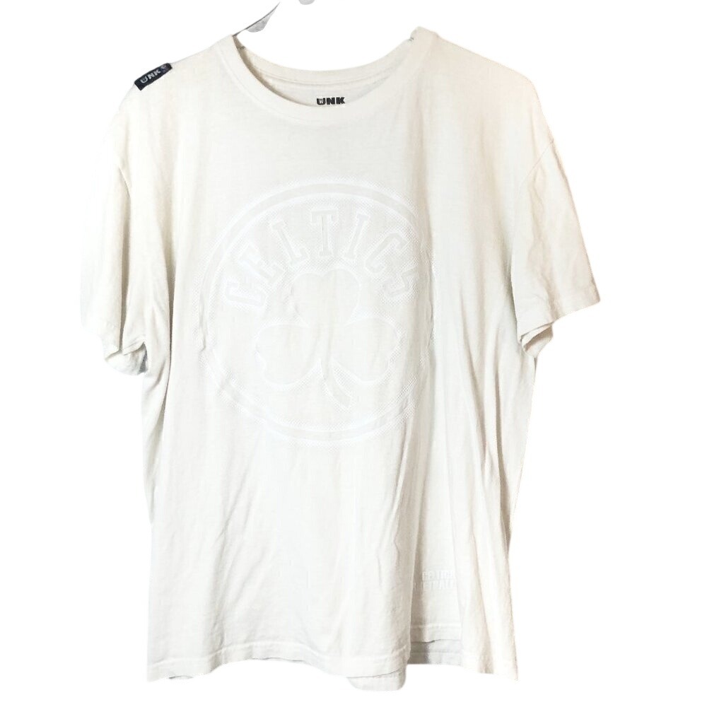UNK NBA Boston Celtics Cream T-Shirt White Shamrock Men's Size L RARE - Picture 2 of 8